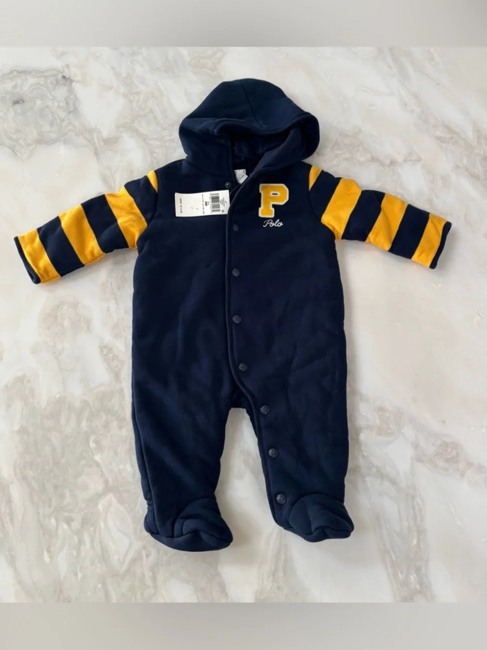 Ralph Lauren Baby Boy Fleece Footed Bunting Size 6 Months New
